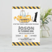 Jongens Verkeer Bouwvoertuigen 1e Verjaardag Kaart (Staand voorkant)