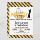 Jongens Verkeer Bouwvoertuigen 1e Verjaardag Kaart (Voorkant / Achterkant)