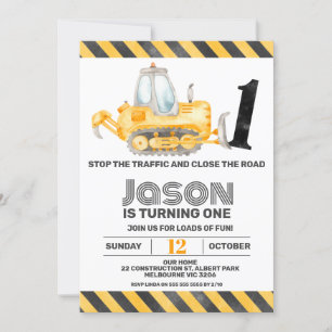 Jongens Verkeer Bouwvoertuigen 1e Verjaardag Kaart