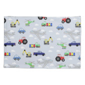 Jongens Vervoer Patroon Monogram Auto Naam Kinder Kussensloop (Achterkant-Links)