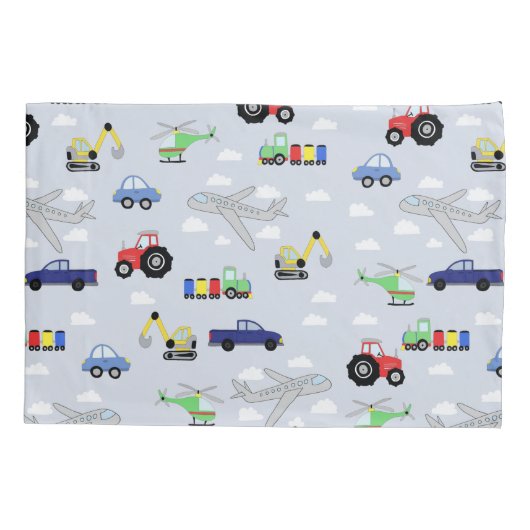 Jongens Vervoer Patroon Monogram Auto Naam Kinder Kussensloop (Achterkant-Links)