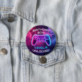 Jongens Video Gaming Level Ontgrendeld Verjaardag Ronde Button 7,6 Cm (In situ)