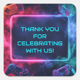 Jongens Video Gaming Party Bedankt Vierkante Sticker