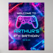 Jongens Video Gaming Verjaardagsfeest Welkom Poster (Voorkant)