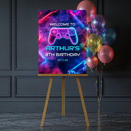 Jongens Video Gaming Verjaardagsfeest Welkom Poster