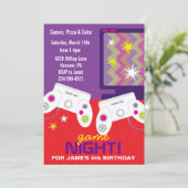 Jongens videogame Birthday Party nodigt uit Kaart (Staand voorkant)