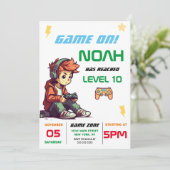 Jongens Videospel Verjaardagsfeestje Kaart (Staand voorkant)