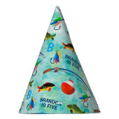 Jongens vijfde verjaardag van de visserij op de vi feesthoedjes (Rechts)