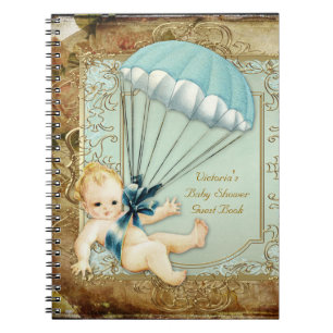 Jongens Vintage Baby Shower Gastboek Notitieboek