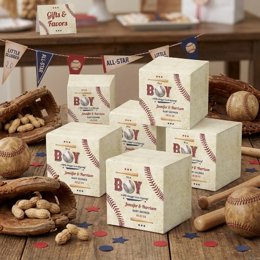 Jongens Vintage Honkbal Baby Shower Bedankdoosjes