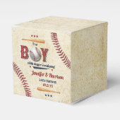 Jongens Vintage Honkbal Baby Shower Bedankdoosjes (Voorkant Zijde)