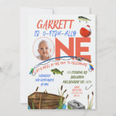 Jongens Vissen Pret In Visserij Eén 1e Verjaardag Kaart (Voorkant)