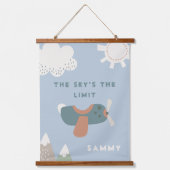 Jongens Vliegtuig Sky's de limiet gepersonaliseerd Hangend Wandkleed (Voorkant)