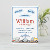 Jongens Voertuig Auto's Waterverf Verjaardagsfeest Kaart (Staand voorkant)