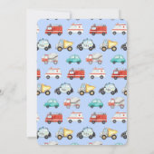 Jongens Voertuig Auto's Waterverf Verjaardagsfeest Kaart (Achterkant)