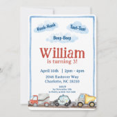 Jongens Voertuig Auto's Waterverf Verjaardagsfeest Kaart (Voorkant)