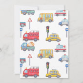 Jongens Voertuigen of Transport Road 1st Verjaarda Kaart (Achterkant)