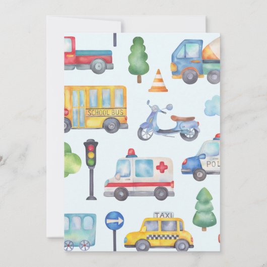 Jongens Voertuigen of Verkeersdag Uitnodiging (Achterkant)