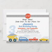 Jongens Voertuigen Vervoer Thema Verjaardag Kaart (Voorkant)