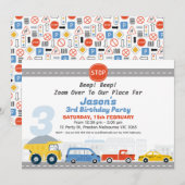 Jongens Voertuigen Vervoer Thema Verjaardag Kaart (Voorkant / Achterkant)