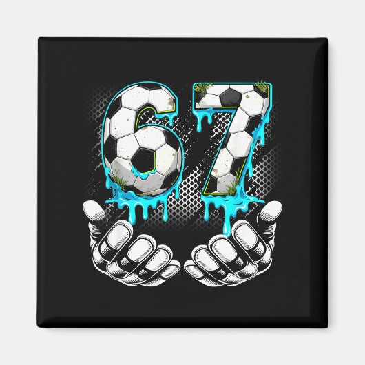 Jongens Voetbal 67 6 7 Zes Zeven Meme Grappig Gen Magneet (Voorkant)