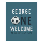 Jongens Voetbal Sport 1e Verjaardag Welkomstbord Perfect Poster (Voorkant)