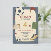 Jongens Voetbal Sport Verjaardagsfeest Kaart (Staand voorkant)