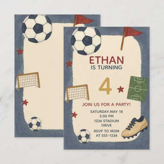 Jongens Voetbal Sport Verjaardagsfeest Kaart (Voorkant / Achterkant)