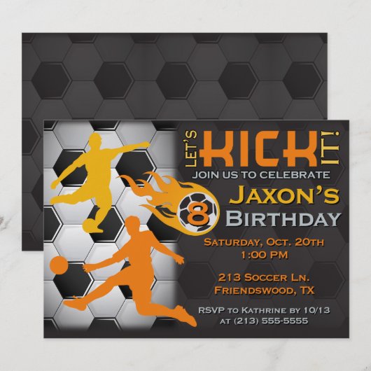 Jongen's Voetbal-uitnodiging - Laten we het aanpri Kaart (Voorkant / Achterkant)