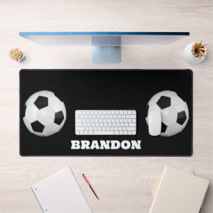 Jongens Voetbal Zwart Stijlvolle Custom Name Kinde Bureaumat