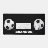 Jongens Voetbal Zwart Stijlvolle Custom Name Kinde Bureaumat (Keyboard & Muis)