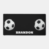 Jongens Voetbal Zwart Stijlvolle Custom Name Kinde Bureaumat (Voorkant)