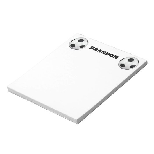 Jongens Voetbal Zwart Stijlvolle Custom Name Kinde Notitieblok (Linkerzijde)