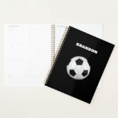 Jongens Voetbal Zwart Stijlvolle Custom Name Kinde Planner (Display)