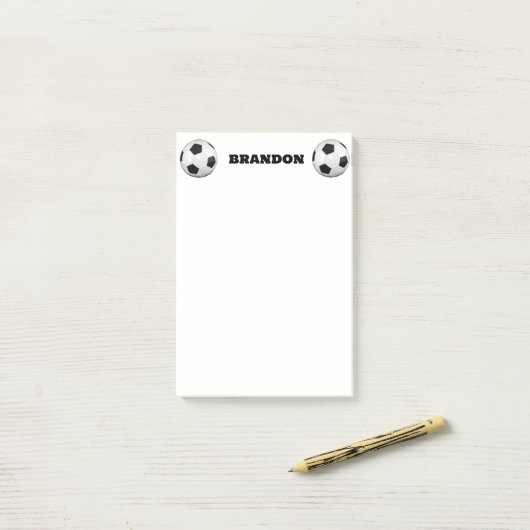 Jongens Voetbal Zwart Stijlvolle Custom Name Kinde Post-it® Notes (Op bureau)