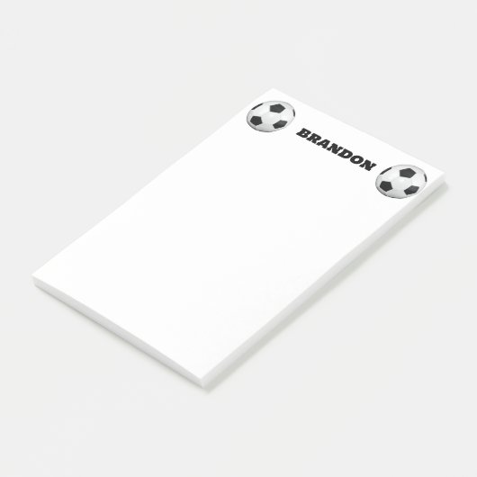 Jongens Voetbal Zwart Stijlvolle Custom Name Kinde Post-it® Notes (Schuin)