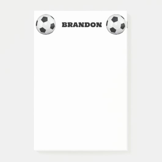 Jongens Voetbal Zwart Stijlvolle Custom Name Kinde Post-it® Notes (Voorkant)