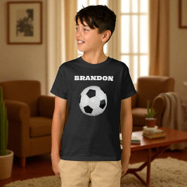 Jongens Voetbal Zwart Stijlvolle Custom Name Kinde T-shirt