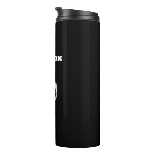 Jongens Voetbal Zwart Stijlvolle Custom Name Kinde Thermosbeker (Geroteerd rechts)