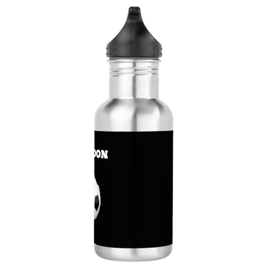 Jongens Voetbal Zwart Stijlvolle Custom Name Kinde Waterfles (Rechts)