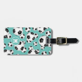 jongens voetballen patroon monogrammen bagagelabel (Voorkant horizontaal)