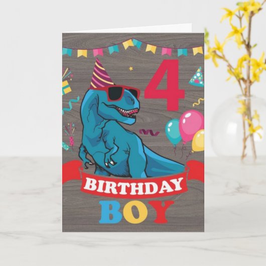 Jongens-vogelkaart - Dinosaur-feestdag Kaart (Gele Bloem)