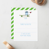 Jongens vul skateboard verjaardag bedankt in notitiekaartje (Voorkant / Achterkant in situ)