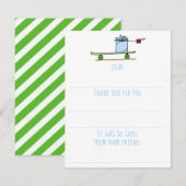 Jongens vul skateboard verjaardag bedankt in notitiekaartje (Voorkant / Achterkant)