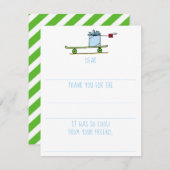 Jongens vul skateboard verjaardag bedankt notitiekaartje (Voorkant / Achterkant)