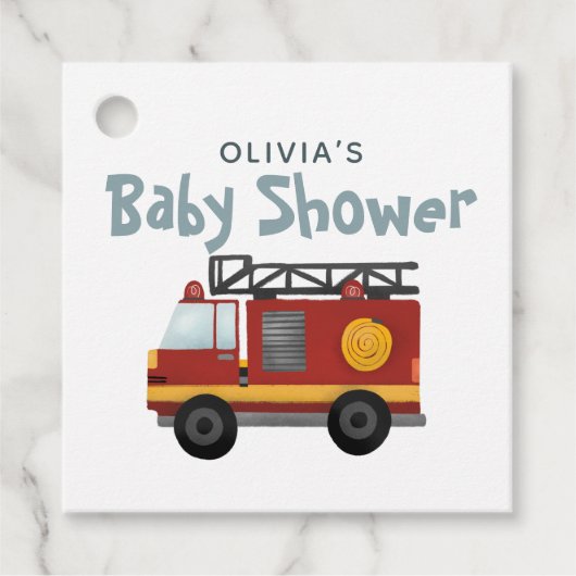 Jongens Vuurwagen Schattige en Modern Baby shower Bedankjes Labels (Voorkant)