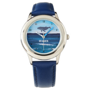 Jongens walvis vis vis vis moderne blauwe Kind Horloge
