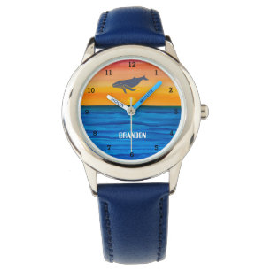 Jongens walvis vis vis vis moderne blauwe Kind Horloge