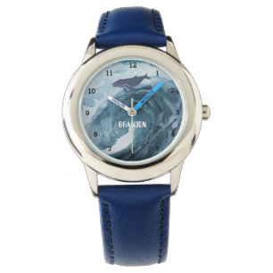 Jongens walvis vis vis vis moderne blauwe Kind Horloge