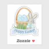 Jongens Waterverf Blauwe Paasmand Sticker (Vel)